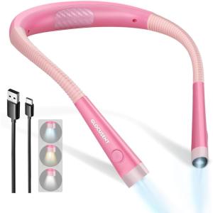 image:imageGlocusent Upgraded LED Neck Reading Light Book Light for Reading in Bed 30min Timer 3 Colors amp 3 Brightness Adjustable Rechargeable amp Long Lasting Perfect for Reading KnittingPink