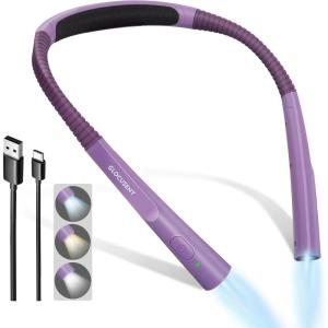 image:imageGlocusent Upgraded LED Neck Reading Light Book Light for Reading in Bed 30min Timer 3 Colors amp 3 Brightness Adjustable Rechargeable amp Long Lasting Perfect for Reading KnittingPurple