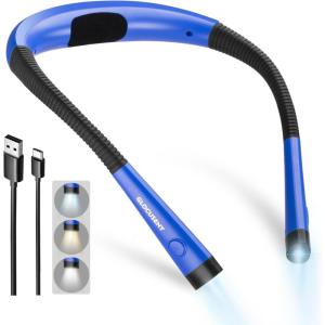 image:imageGlocusent Upgraded LED Neck Reading Light Book Light for Reading in Bed 30min Timer 3 Colors amp 3 Brightness Adjustable Rechargeable amp Long Lasting Perfect for Reading KnittingBlue