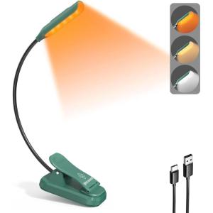 image:imageGlocusent Willow Book Light 10LED 3 Colors amp 3 Brightness Rechargeable Lightweight Clip on Modern Design Pure White ABS Material USBC 80hr Runtime Ideal for Book LoversGreen