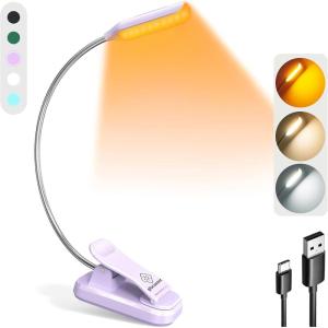 image:imageGlocusent Willow Book Light 10LED 3 Colors amp 3 Brightness Rechargeable Lightweight Clip on Modern Design Pure White ABS Material USBC 80hr Runtime Ideal for Book LoversPurple