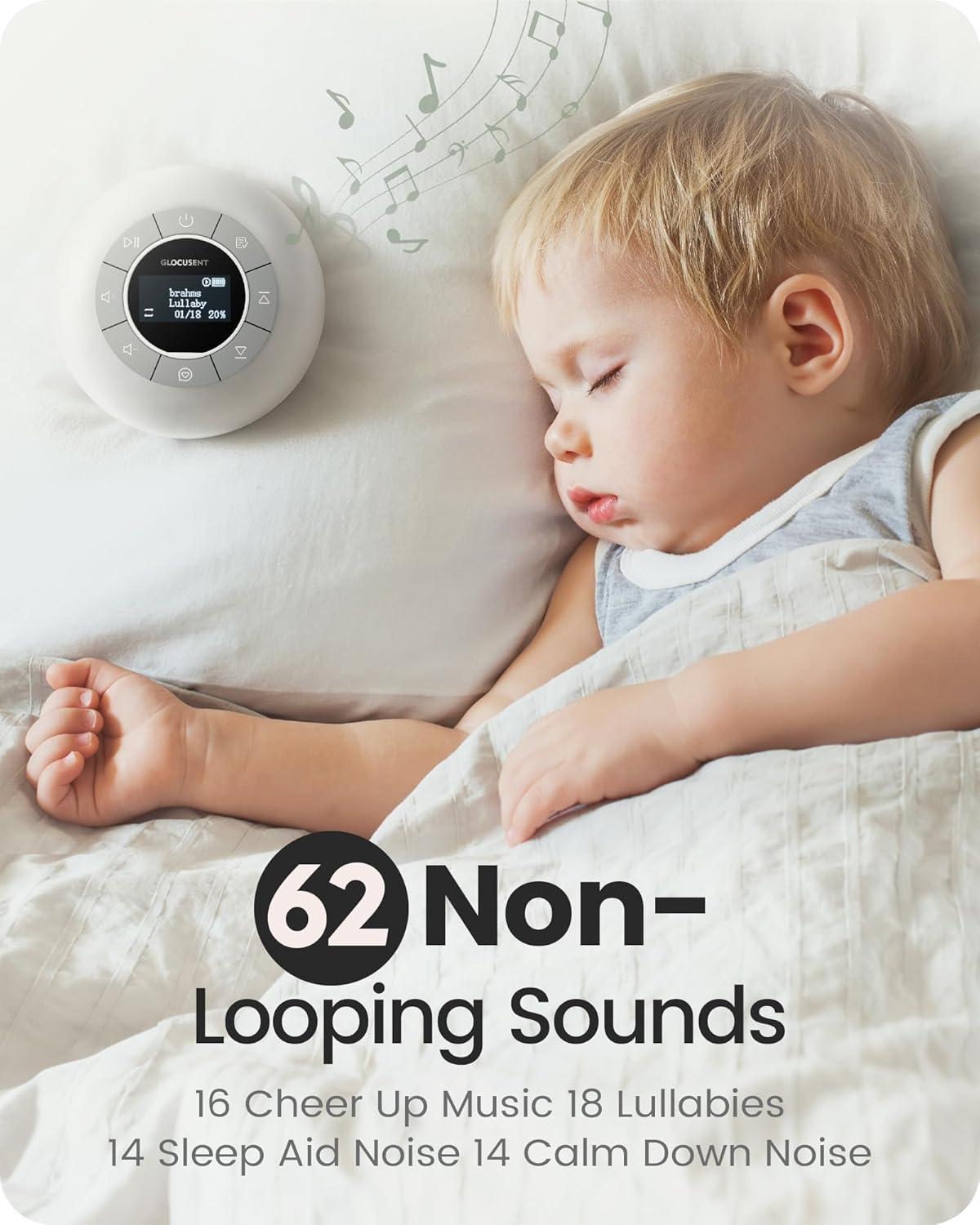 image:imageGlocusent Portable Sound Machine for Baby Kids Adults 62 Sounds amp 5W Speaker White Noise Machine for Sleeping 30hr Lasting Rechargeable Sound Machine with 4 Timer Suitable for Home Travel