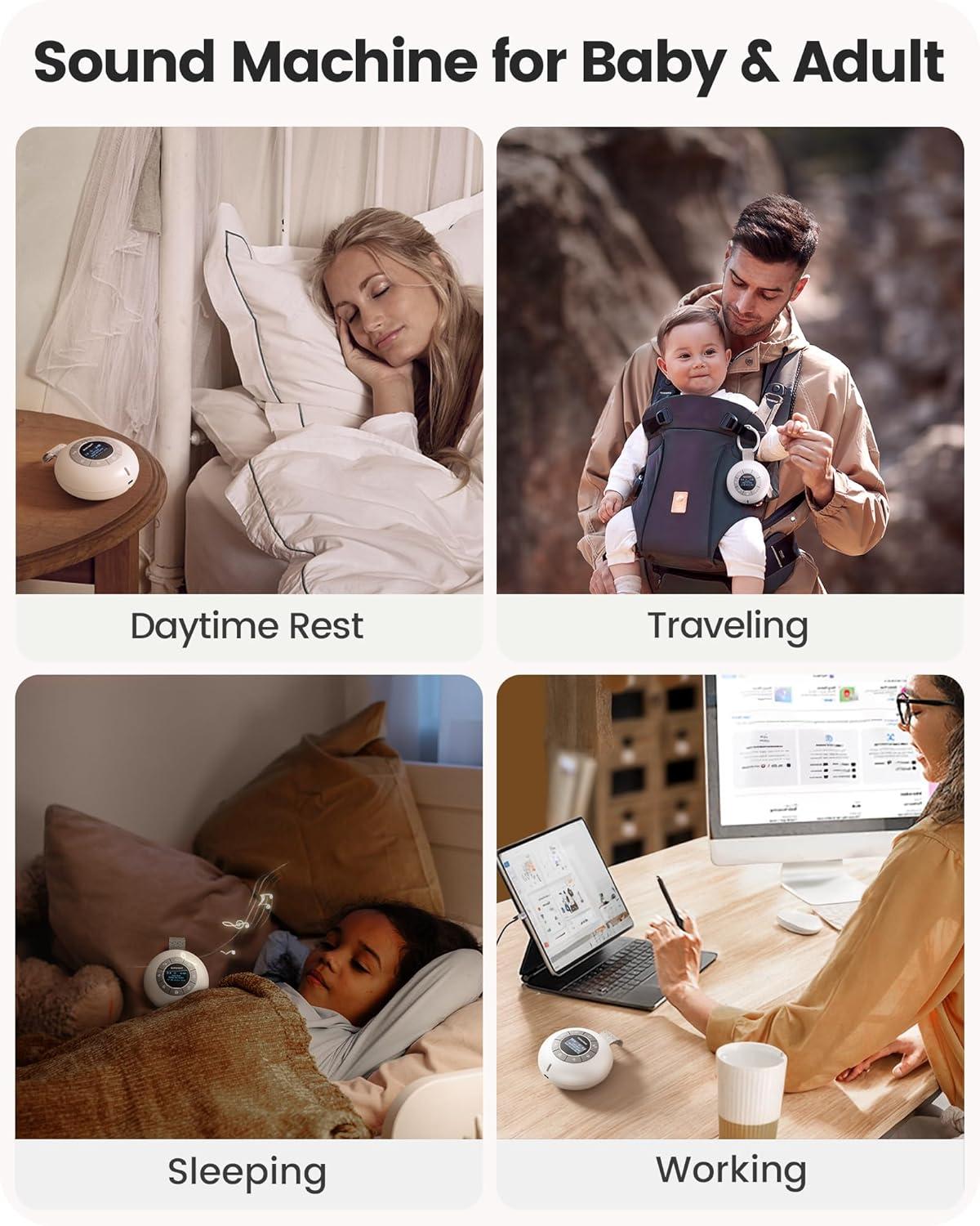 image:imageGlocusent Portable Sound Machine for Baby Kids Adults 62 Sounds amp 5W Speaker White Noise Machine for Sleeping 30hr Lasting Rechargeable Sound Machine with 4 Timer Suitable for Home Travel