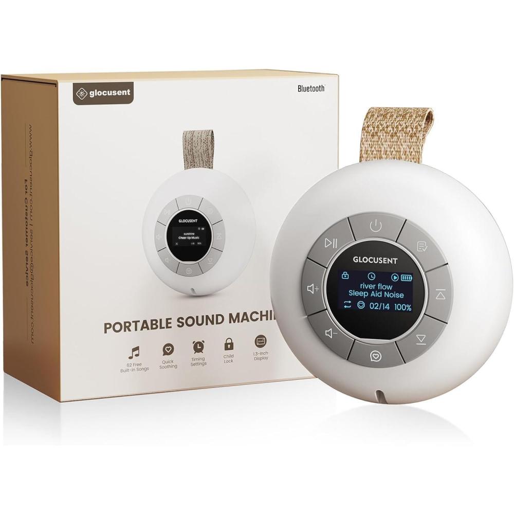 image:imageGlocusent Portable Sound Machine for Baby Kids Adults 62 Sounds amp 5W Speaker White Noise Machine for Sleeping 30hr Lasting Rechargeable Sound Machine with 4 Timer Suitable for Home Travel
