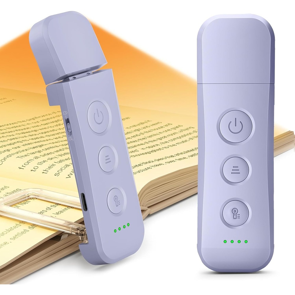 image:imageGlocusent 12 LED Book Light Reading Lights for Books in Bed with 5 Colors amp 5 Brightness Portable Clip on Reading Light USBC Rechargeable for 200H with Travel Lock Perfect Gifts for Book LoversPurple