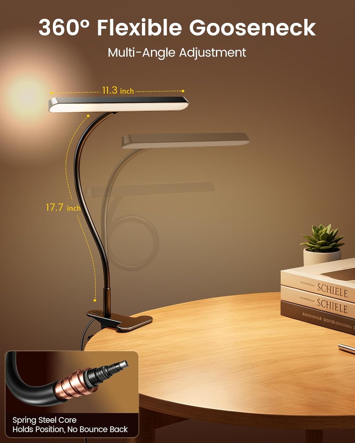 image:imageGlocusent 7W Horizontal Clip on Light 57 LED Eye Caring Reading Light 5 Brightness amp 3 Colors with Amber Mode for Bedside Reading 275 Clamp amp 30Min Timer USB Powered Clip on Lamp for Work Craft
