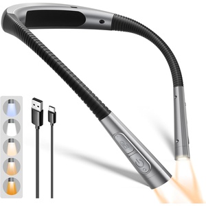 image:imageGlocusent Upgraded Neck Light 5Color amp 5Brightness Reading Light 100hr Rechargeable Book Light Slimmer ampErgonomic Perfect Reading Lights for Books in Bed Knitting Repairing Book Lovers GiftsGray